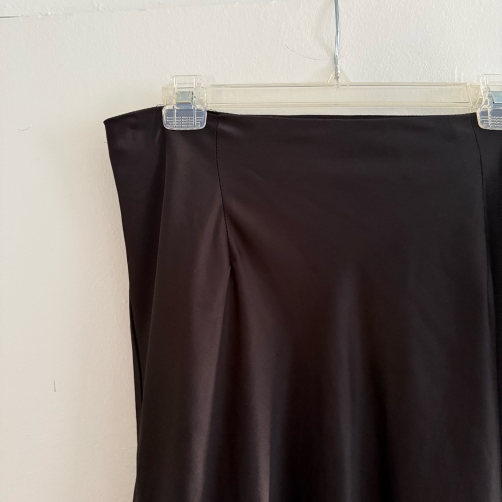 Nasty Gal Black Satin Bias Midi Skirt